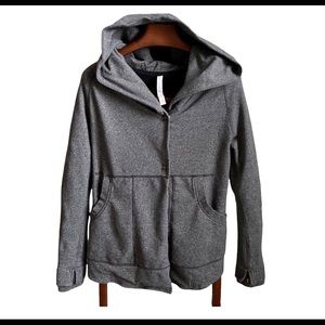 Lululemon Find Your Centre Wrap Jacket Hoodie Size 6 Gray Black Heavyweight Snap